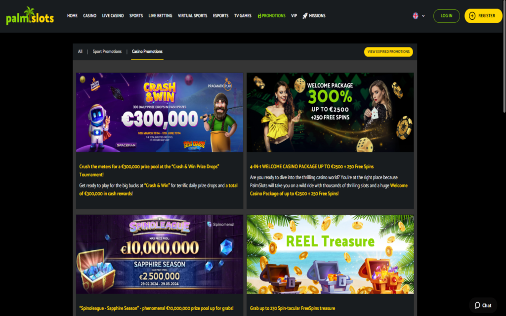 palmslots casino bonus screenshot