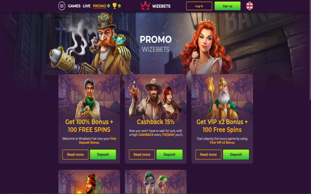 wizebets casino bonus screenshot